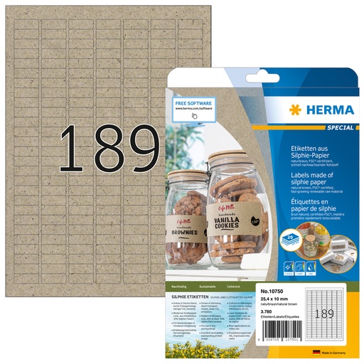 [1420435] Etiket HERMA 10750 25.4 x 10mm silphie bruin 3780 stuks