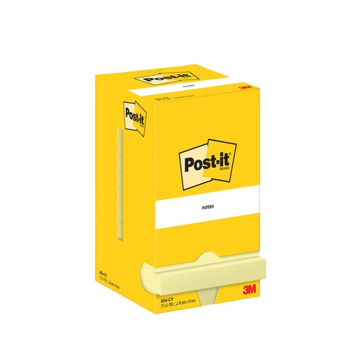 [1420093] Memoblok Post-it 654 76x76mm geel 12 stuks