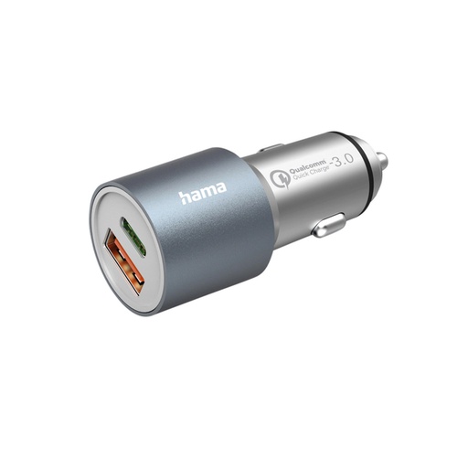 [1420383] Chargeur de voiture Hama 1x USB-C 1x USB-A 38W métal