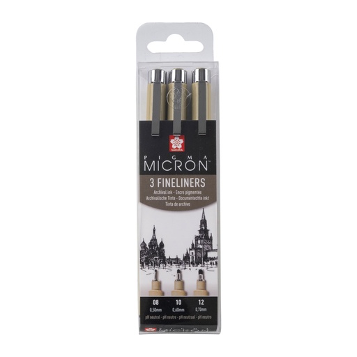 [1420285] Fineliner Sakura Pigma Micron set à 3 schrijfbreedtes zwart