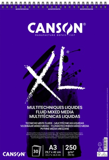 [1406746] Bloc à dessin Canson XL Multitechniques liquides A3 30 feuilles 250g