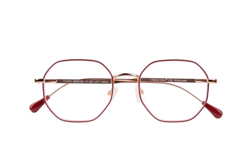 [1420258] Lunettes de lecture I Need You +1.50 dpt Yoko rouge-or