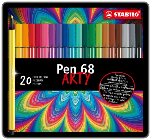 [1421990] Viltstift STABILO Pen 68/20 Arty medium assorti blik à 20 stuks