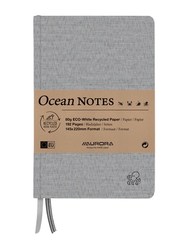 [1407578] Carnet de notes Aurora ocean A5 192 pages ligné 80g structure lin gris