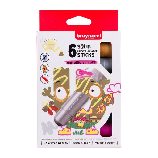 [1407010] Plakkaatverf sticks Bruynzeel set á 6 metallickleuren