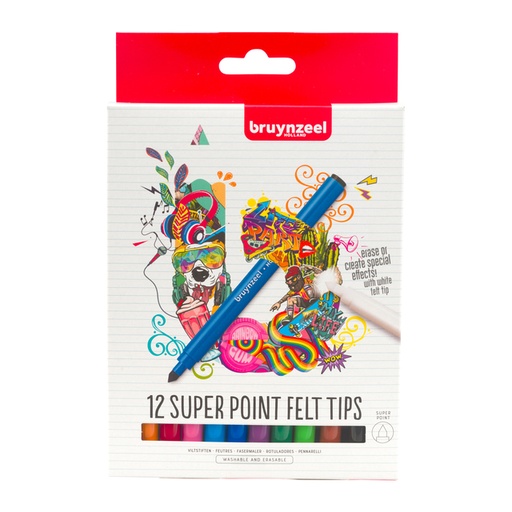 [1407638] Feutre Bruynzeel Teens Super Point set 12 couleurs