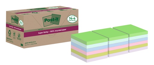 [1421456] Bloc mémos Post-it 654 RSS12COL 76x76mm Colour Notes 14+4 gratuits