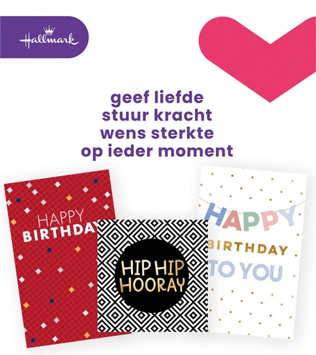 [1421973] Cartes de voeux Hallmark recharge 'Birthday' 6 cartes