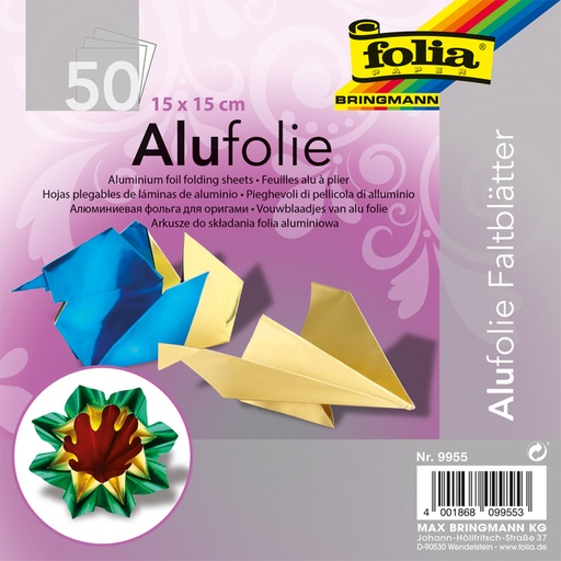 [1407627] Papier à plier Folia Aluminium 50 feuilles assorti