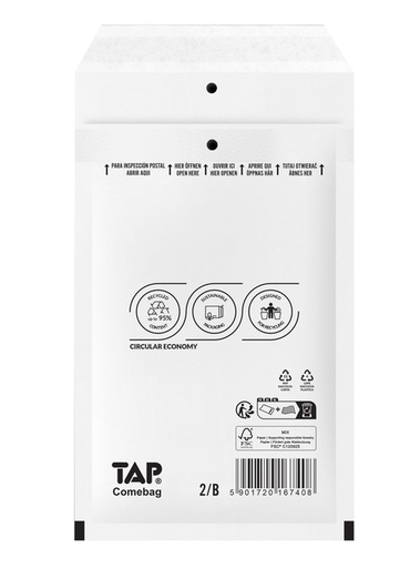 [1421558] Envelop TAP Comebag luchtkussen nr12 140x220mm 200 stuks