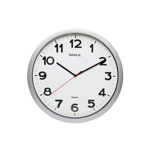 [1422758] Horloge murale MAULstep Quartz Ø40x5cm plastique Argent/blanc silencieuse