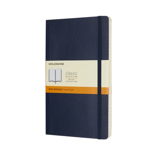 [1422868] Carnet Moleskine large 130x210mm ligné couverture souple bleu saphir