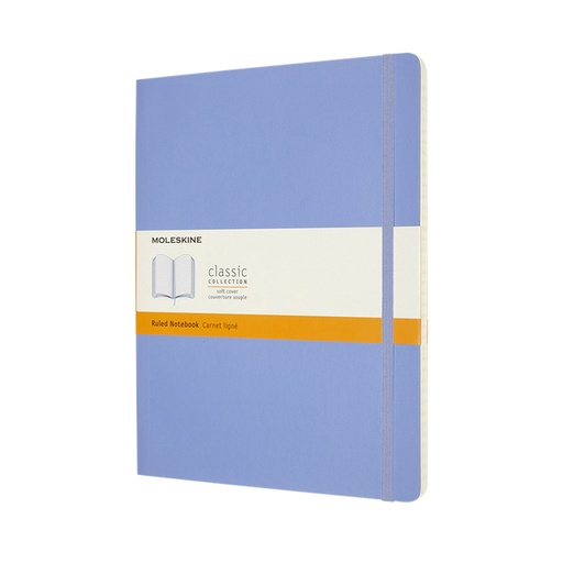 [1422901] Carnet Moleskine XL 190x250mm ligné couverture souple bleu hortensia