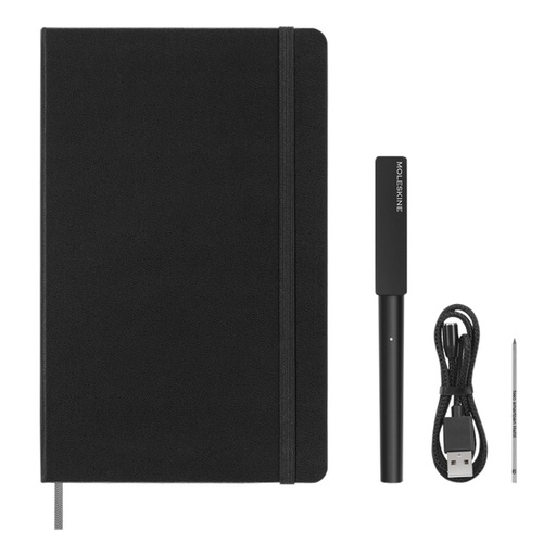 [1422914] Smart Writing Moleskine set Pen + Smart Notebook large 130x210mm ligné noir