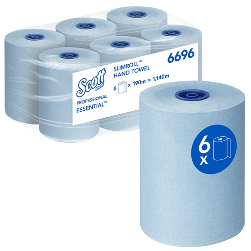 [1422829] Essuie-mains Scott Essential Slimroll 6696 1 épaisseur 190m bleu