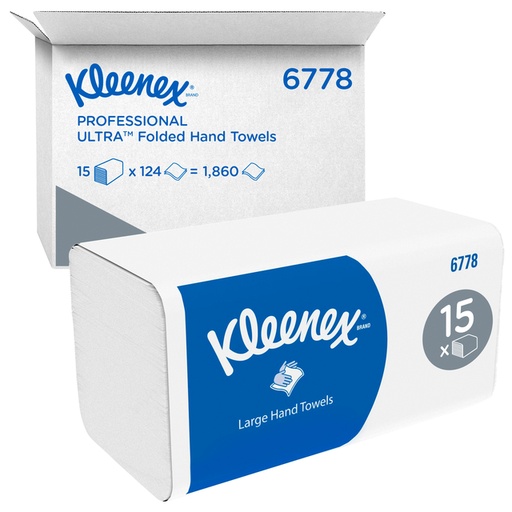 [1422832] Handdoek Kleenex Ultra i-vouw 2-laags 215x318mm 15x124 vel wit 6778