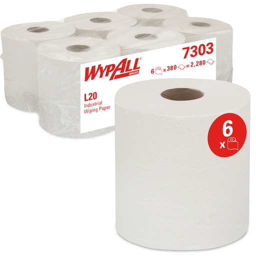 [1422842] Papier d'essuyage WypAll L20 7303 2 épaisseurs 380 feuilles blanc