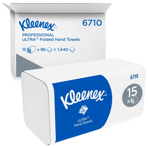 [1422852] Essuie-mains Kleenex Ultra 6710  pli-I 3 épaisseurs 215x318mm blanc 15x 96 feuilles