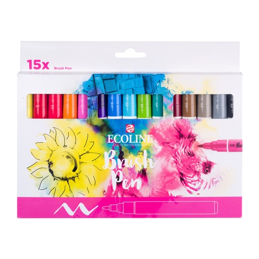 [1422911] Brushpen Talens Ecoline set á 15 stuks assorti