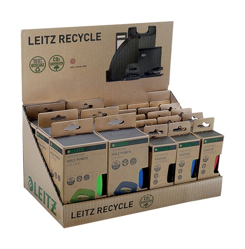 [1422634] Display Leitz Recycle bureau-accessoires 21 stuks assorti