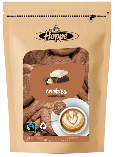 [1423765] Koekjes Hoppe Cookies fairtrade double chocolate circa 125stuks