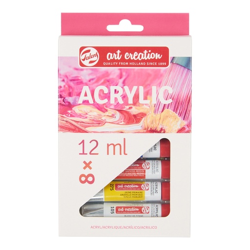 [784777] Acrylverf Talens Art Creation met stappenplan 12ml set à 8 kleuren