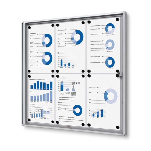 [1423247] Vitrinebord Quantore voor binnen 6x A4 zilver