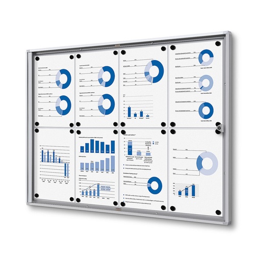 [1423252] Vitrinebord Quantore voor binnen 8x A4 zilver