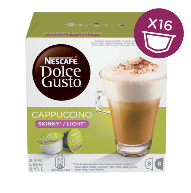 Cappuccino Light Dolce Gusto 16 capsules pour 8 tasses