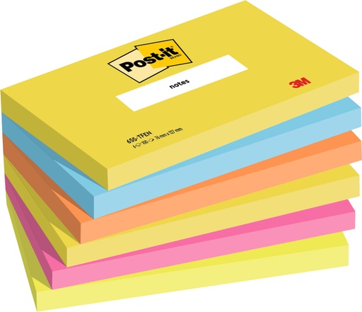 [1422498] Bloc mémos 3M Post-it 655 76x127mm Energetic Colours 6 pièces