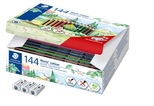 [1422586] Kleurpotloden Staedtler Noris classpack à 144 stuks 12 kleuren + 3 puntenslijpers gratis