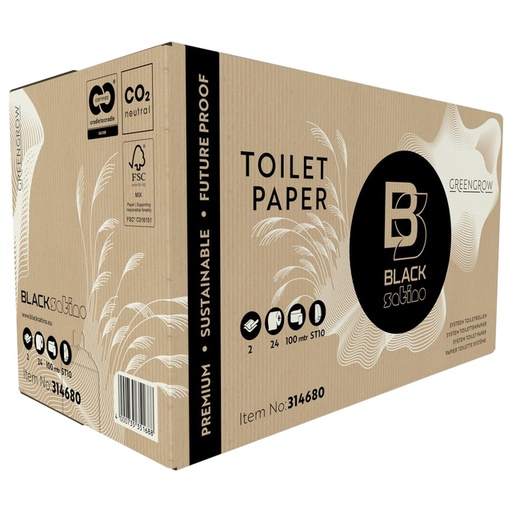 [1423607] Toiletpapier BlackSatino ST10 GreenGrow systeemrol 2-laags 100m naturel 314680