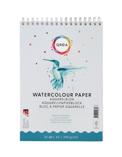 [1423040] Bloc aquarelle Qrea A5 20 feuilles 200g spirale