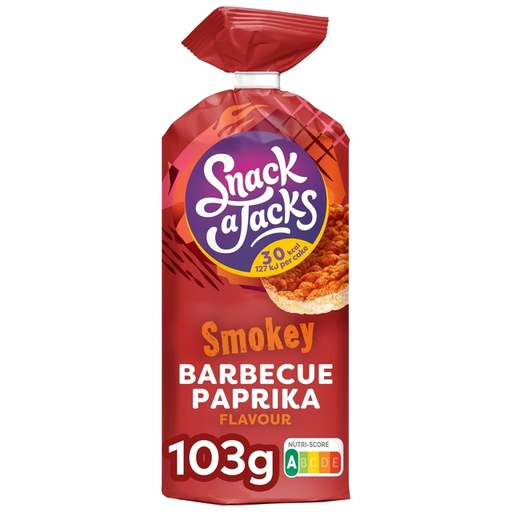 [1430924] Rijstwafel Snack-a-Jacks BBQ paprika pak 103 gram