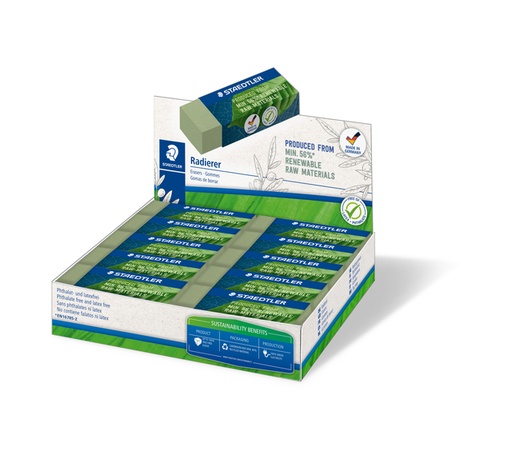 [1431201] Gum Staedtler Eco 52680 65x23x10mm olijfgroen 20 stuks