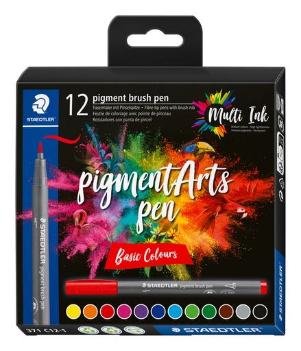 [1431215] Feutre pinceau Staedtler Pigment Arts set 12 couleurs