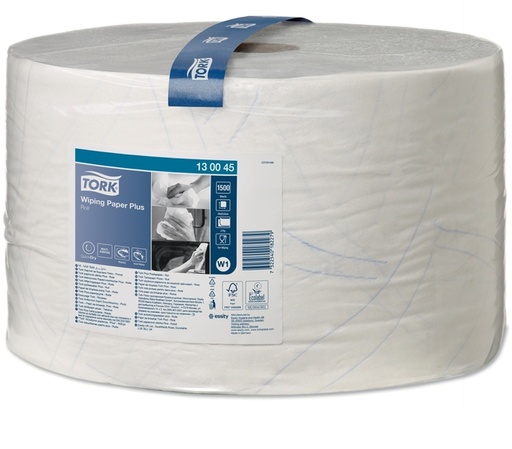 [1433249] Papier d'essuyage Tork Wiping Plus 130045 W1 2 ép 1500 feuilles blanc