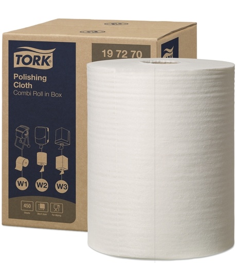 [1433255] Reinigingsdoek Tork W1-W2-W3 Premium 1-laags 450 vel wit 197270