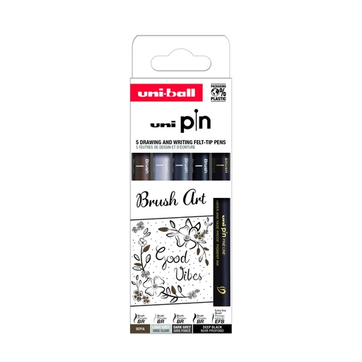 [1433791] Fineliner Uni-Ball Brush Art assorti set 5 pièces