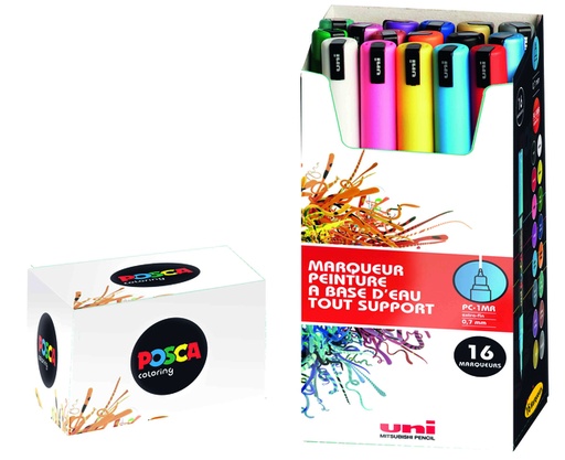 [1433823] Verfstift Posca PC1MR extra fijn assorti set à 16 stuks