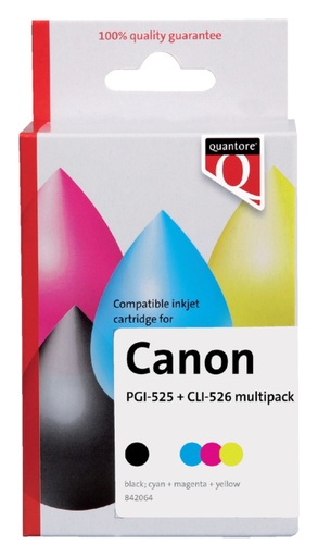 [842064] Inktcartridge Quantore alternatief tbv Canon PGI-525+CLI-526 2 zwart + 3 kleuren