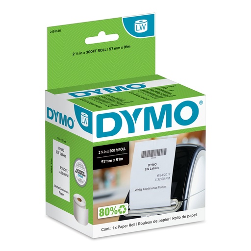 [1434209] Papierrol Dymo LabelWriter doorlopend 57mmx91m 1 rol wit