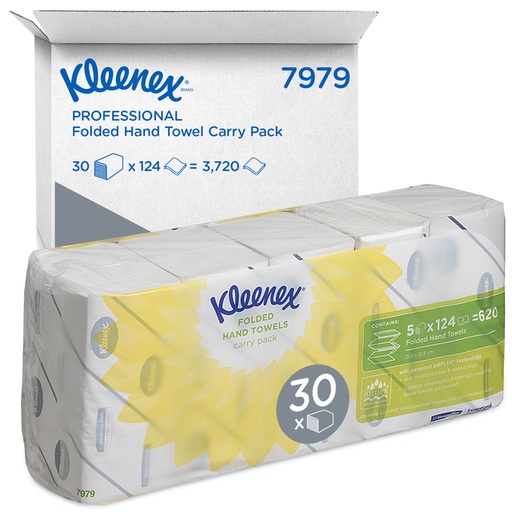 [1434286] Essuie-mains Kleenex Ultra 7979 pli-I 2 épaisseurs 21,5x31,5cm 5x 124 pièces