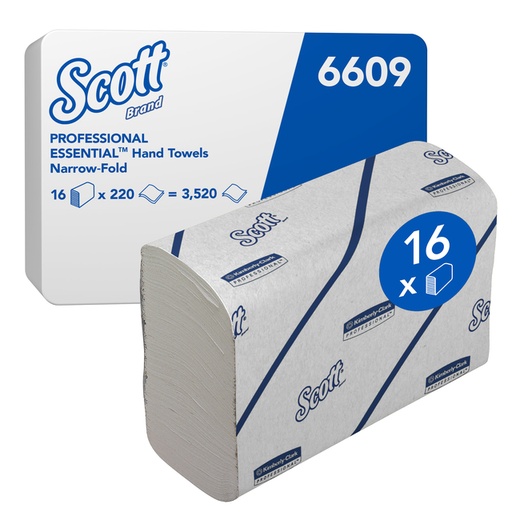 [1434290] Essuie-mains Scott 6609 pli-I 2 épaisseurs 21,2x18,6cm 16x 220 pièces blanc