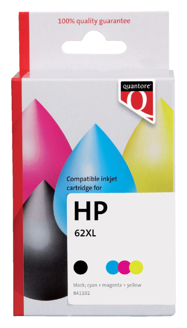 Inktcartridge Quantore alternatief tbv HP N9J71AE 62XL zwart + kleur