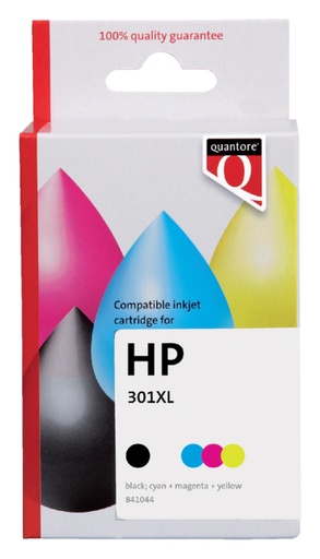 [841044] Inktcartridge Quantore alternatief tbv HP CH563EE CH564EE 301XL zwart + kleur