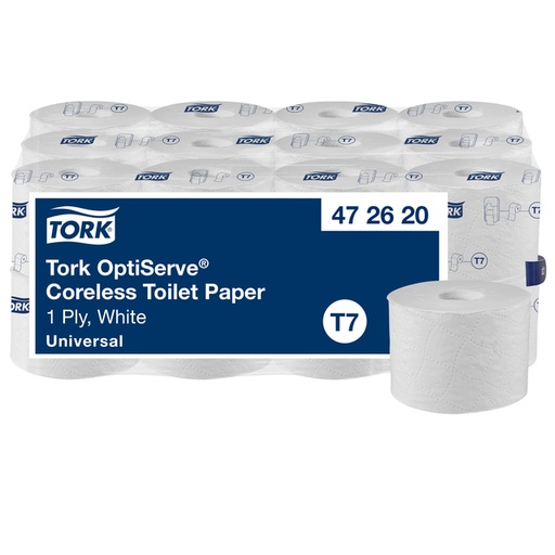 [1435066] Papier toilette Tork 7 Universal OptiServe 472620 sans mandrin 1 épaisseur 144m blanc