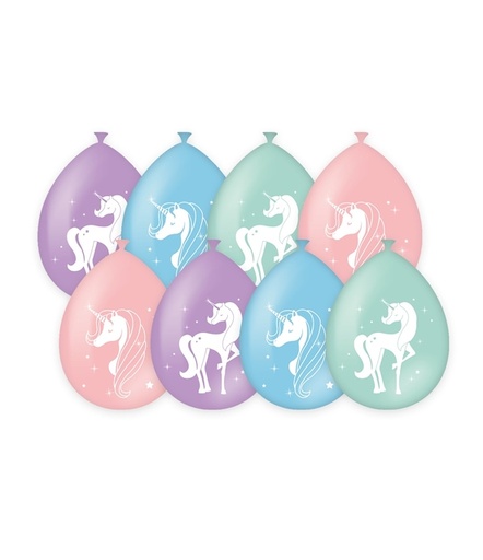 [1435036] Ballonen Unicorn 30 cm 8 stuks pastel