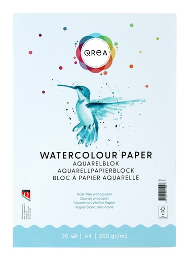 [1434663] Bloc aquarelle Qrea A4 20 feuilles 200g collé