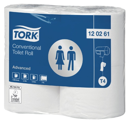 [890323] Papier toilette Tork T4 120261 Advanced 2 ép 488fls 4 rouleaux blanc